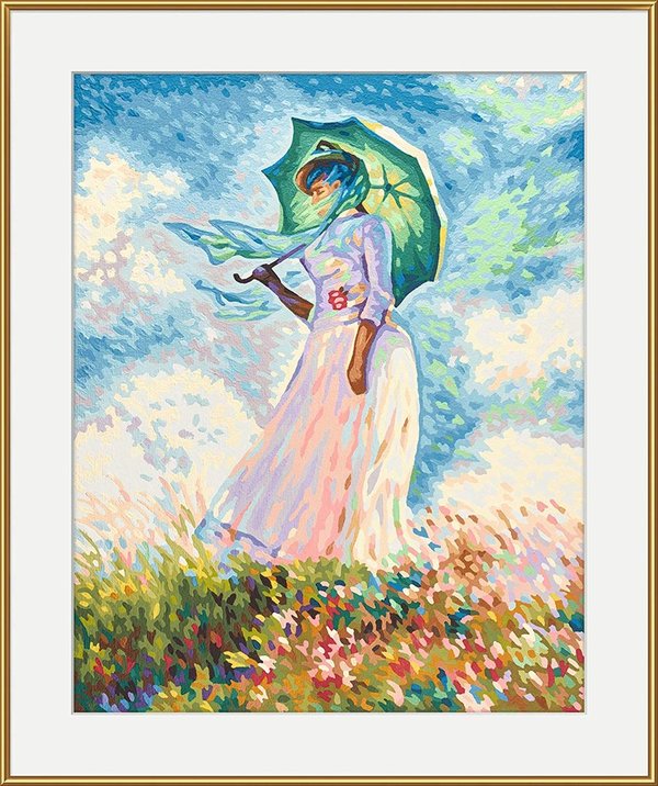 Malen nach Zahlen: “Frau mit Sonnenschirm” nach Claude Monet (1840-1926)
