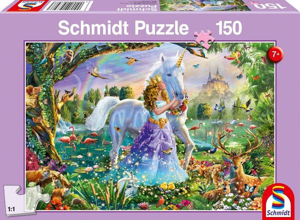 Puzzle Prinzessin mit Einhorn und Schloß