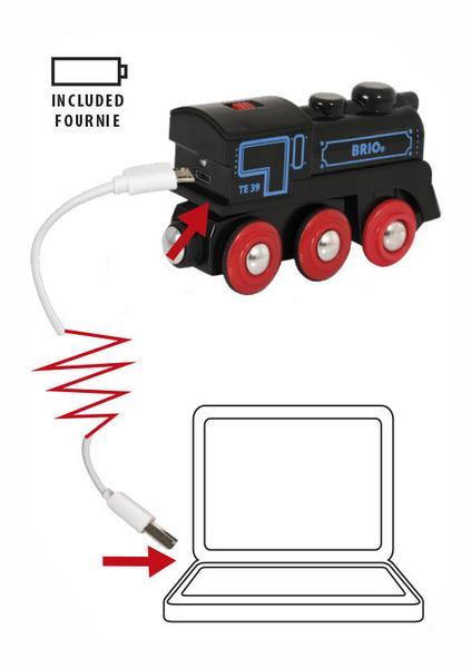 Schwarze Akku-Lok mit Mini-USB