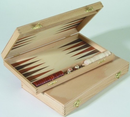 Backgammon Kassette aus Buche, natur