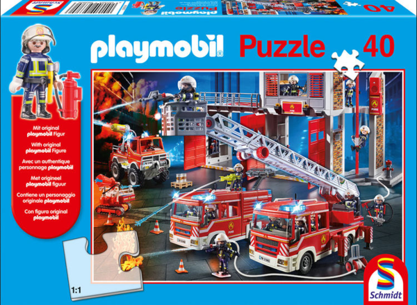 Puzzle Feuerwehr +  Playmobil Figur