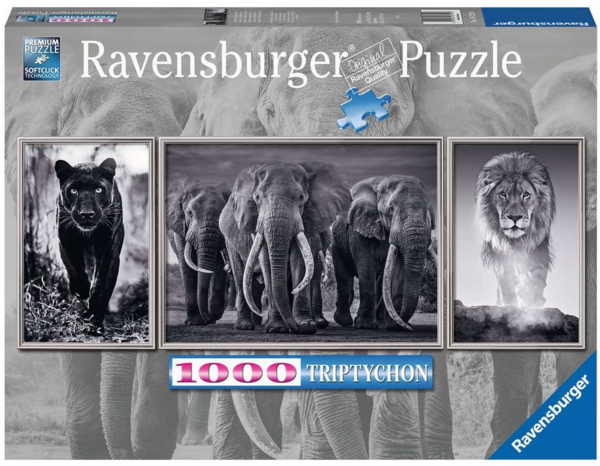 Puzzle Panther, Elefanten, Löwe