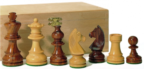 Schachfiguren aus Akazienholz und Buchsbaum, KH 76 mm