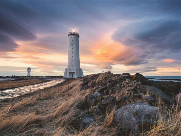 Puzzle Magische Stimmung über dem Leuchtturm von Akranes, Island